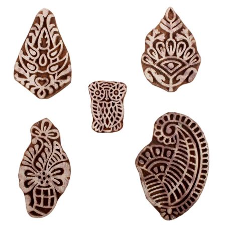 Set of 5 Piece New Mix Wooden Printing Blocks